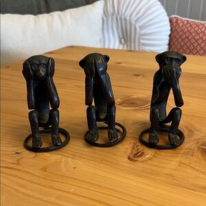 Metal Monkey Figurine Set